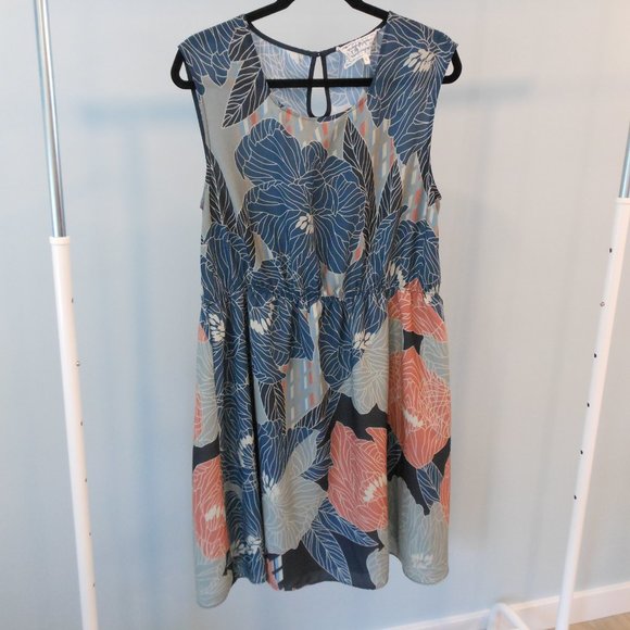 Pink Martini Pink and Blue Floral Dress - Size Large - Picture 2 of 7